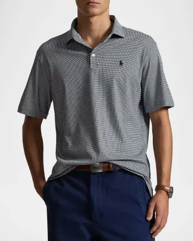 Polo Ralph Lauren Men's Classic-Fit Soft Cotton Micro-Houndstooth Polo Shirt | Thumbnail 4 Polo Ralph Lauren Men's Classic-Fit Soft Cotton Micro-Houndstooth Polo Shirt | Thumbnail 4