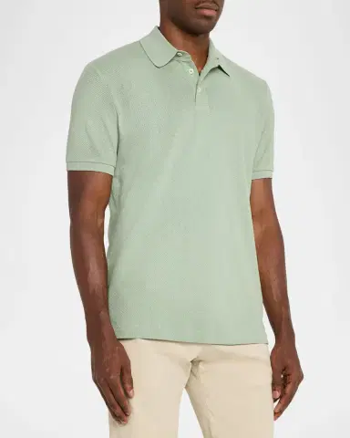 Polo Ralph Lauren Men's Pointelle Jersey Cotton Polo Shirt | Thumbnail 4 Polo Ralph Lauren Men's Pointelle Jersey Cotton Polo Shirt | Thumbnail 4