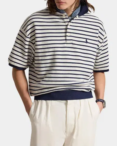 Polo Ralph Lauren Men's Relaxed Fit Stripe Textured Polo Shirt | Thumbnail 4 Polo Ralph Lauren Men's Relaxed Fit Stripe Textured Polo Shirt | Thumbnail 4