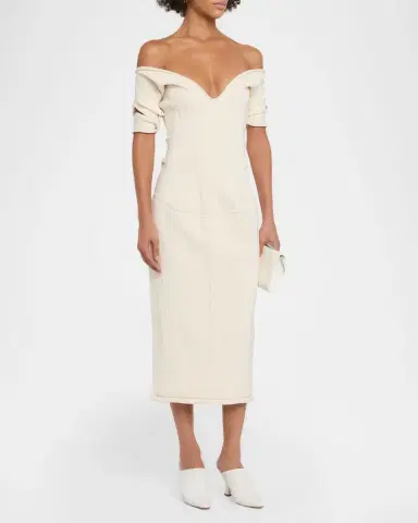 Bottega Veneta Off-The-Shoulder Midi Sweater Dress | Thumbnail 3 Bottega Veneta Off-The-Shoulder Midi Sweater Dress | Thumbnail 3
