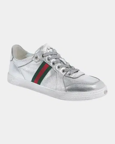 Gucci Coda Metallic Leather Low-Top Sneakers | Thumbnail 4 Gucci Coda Metallic Leather Low-Top Sneakers | Thumbnail 4