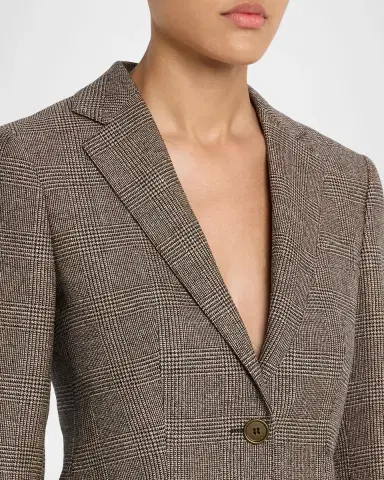 Burberry Prince of Wales Check Wool-Linen Single-Breasted Jacket | Thumbnail 4 Burberry Prince of Wales Check Wool-Linen Single-Breasted Jacket | Thumbnail 4