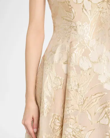 Rene Ruiz Collection Strapless Metallic Floral Jacquard Gown | Thumbnail 5 Rene Ruiz Collection Strapless Metallic Floral Jacquard Gown | Thumbnail 5