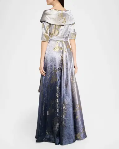 Rene Ruiz Collection Metallic Ombre Jacquard Shirt Gown | Thumbnail 3 Rene Ruiz Collection Metallic Ombre Jacquard Shirt Gown | Thumbnail 3