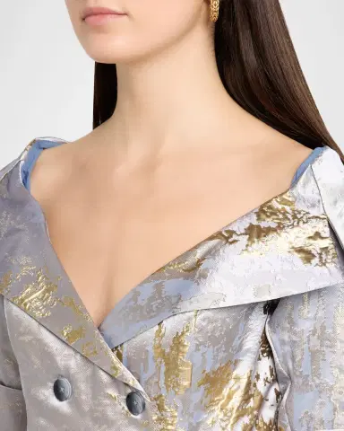 Rene Ruiz Collection Metallic Ombre Jacquard Shirt Gown | Thumbnail 5 Rene Ruiz Collection Metallic Ombre Jacquard Shirt Gown | Thumbnail 5