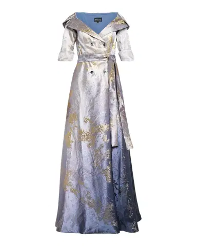 Rene Ruiz Collection Metallic Ombre Jacquard Shirt Gown | Thumbnail 1 Rene Ruiz Collection Metallic Ombre Jacquard Shirt Gown | Thumbnail 1