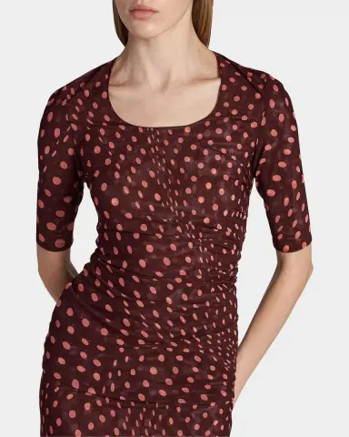 Stella McCartney Polka Dot Mesh Elbow-Sleeve Top | Thumbnail 4 Stella McCartney Polka Dot Mesh Elbow-Sleeve Top | Thumbnail 4