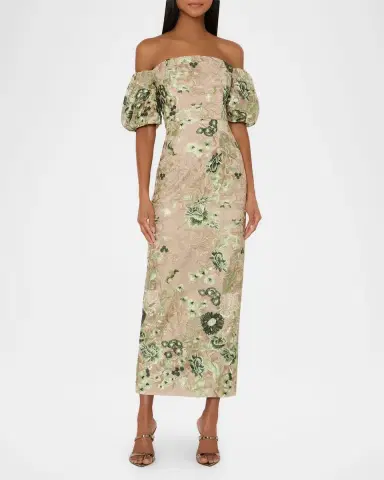 Milly Nene Embroidered Off-Shoulder Maxi Dress | Thumbnail 2 Milly Nene Embroidered Off-Shoulder Maxi Dress | Thumbnail 2