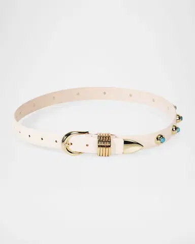 Déhanche Hollyhock Stone Tiger's Eye & 24K Gold-Plated Leather Belt | Thumbnail 2 Déhanche Hollyhock Stone Tiger's Eye & 24K Gold-Plated Leather Belt | Thumbnail 2