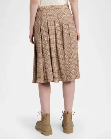 Moncler Check Pleated Wool Midi Skirt | Thumbnail 3 Moncler Check Pleated Wool Midi Skirt | Thumbnail 3