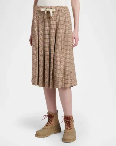 Moncler Check Pleated Wool Midi Skirt | Thumbnail 4 Moncler Check Pleated Wool Midi Skirt | Thumbnail 4