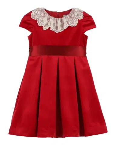 Luli & Me Girl's Deluxe Velvet Lace-Collar Dress | Thumbnail 1 Luli & Me Girl's Deluxe Velvet Lace-Collar Dress | Thumbnail 1