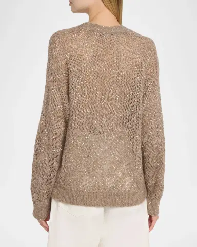 Brunello Cucinelli Sequined Mesh-Knit Cardigan | Thumbnail 3 Brunello Cucinelli Sequined Mesh-Knit Cardigan | Thumbnail 3