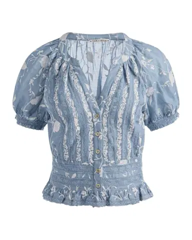 Alice + Olivia Kathryn Embroidered Short-Sleeve Blouse | Thumbnail 1 Alice + Olivia Kathryn Embroidered Short-Sleeve Blouse | Thumbnail 1