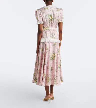 Rodarte Belted floral silk twill midi dress | Thumbnail 2 Rodarte Belted floral silk twill midi dress | Thumbnail 2