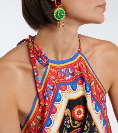 Dolce & Gabbana Carretto silk twill halterneck top | Thumbnail 4 Dolce & Gabbana Carretto silk twill halterneck top | Thumbnail 4