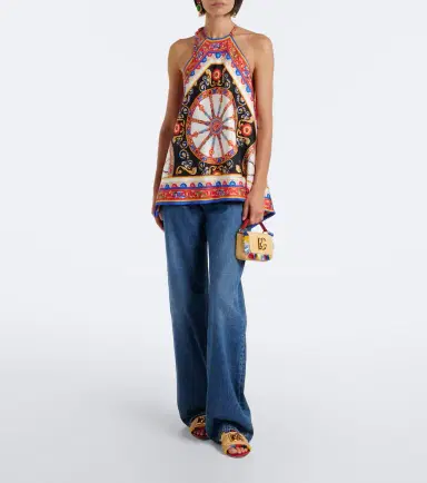 Dolce & Gabbana Carretto silk twill halterneck top | Thumbnail 5 Dolce & Gabbana Carretto silk twill halterneck top | Thumbnail 5