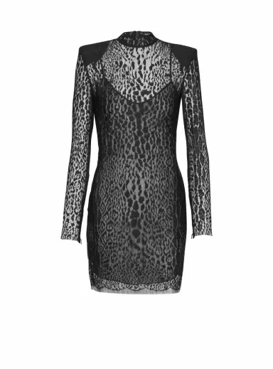 Balmain Leopard pattern lace bodycon dress | Thumbnail 1 Balmain Leopard pattern lace bodycon dress | Thumbnail 1