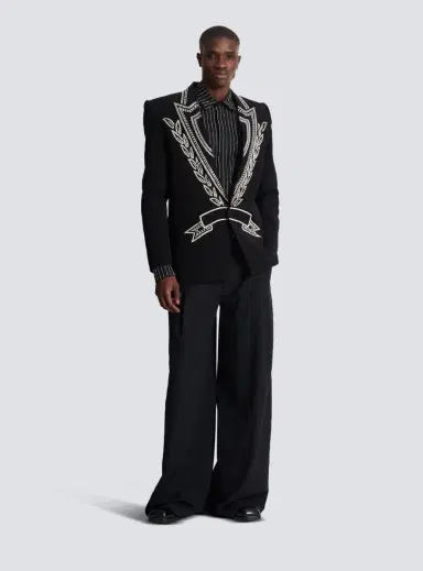 Balmain Crepe 1-button jacket with crystals | Thumbnail 2 Balmain Crepe 1-button jacket with crystals | Thumbnail 2