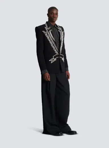 Balmain Crepe 1-button jacket with crystals | Thumbnail 3 Balmain Crepe 1-button jacket with crystals | Thumbnail 3