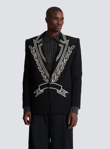 Balmain Crepe 1-button jacket with crystals | Thumbnail 5 Balmain Crepe 1-button jacket with crystals | Thumbnail 5