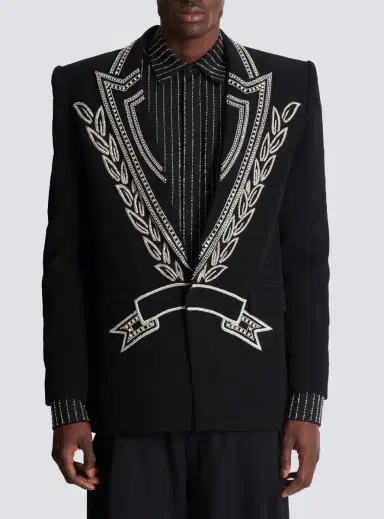 Balmain Crepe 1-button jacket with crystals | Thumbnail 7 Balmain Crepe 1-button jacket with crystals | Thumbnail 7