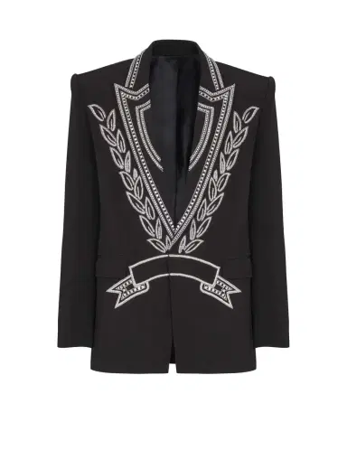 Balmain Crepe 1-button jacket with crystals | Thumbnail 1 Balmain Crepe 1-button jacket with crystals | Thumbnail 1