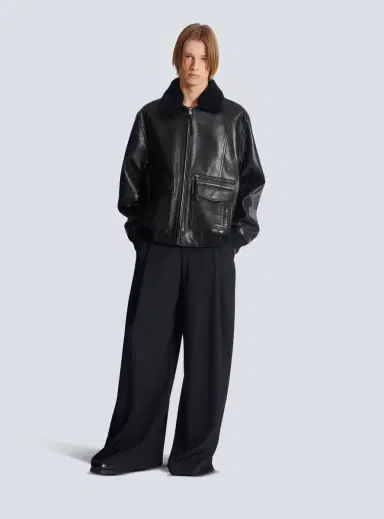 Balmain Lambskin aviator bomber jacket | Thumbnail 2 Balmain Lambskin aviator bomber jacket | Thumbnail 2