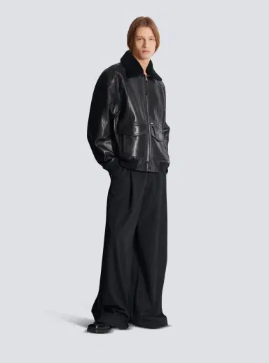 Balmain Lambskin aviator bomber jacket | Thumbnail 3 Balmain Lambskin aviator bomber jacket | Thumbnail 3