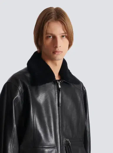 Balmain Lambskin aviator bomber jacket | Thumbnail 5 Balmain Lambskin aviator bomber jacket | Thumbnail 5