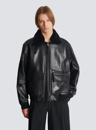 Balmain Lambskin aviator bomber jacket | Thumbnail 7 Balmain Lambskin aviator bomber jacket | Thumbnail 7