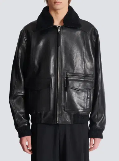 Balmain Lambskin aviator bomber jacket | Thumbnail 8 Balmain Lambskin aviator bomber jacket | Thumbnail 8