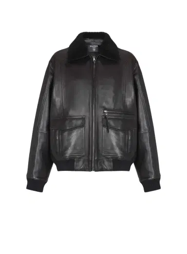 Balmain Lambskin aviator bomber jacket | Thumbnail 1 Balmain Lambskin aviator bomber jacket | Thumbnail 1
