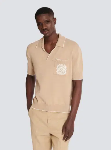 Balmain Écusson embroidered knit polo shirt | Thumbnail 5 Balmain Écusson embroidered knit polo shirt | Thumbnail 5