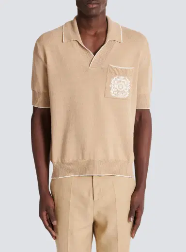 Balmain Écusson embroidered knit polo shirt | Thumbnail 7 Balmain Écusson embroidered knit polo shirt | Thumbnail 7