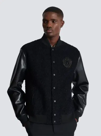 Balmain Varsity tweed and faux leather jacket | Thumbnail 5 Balmain Varsity tweed and faux leather jacket | Thumbnail 5