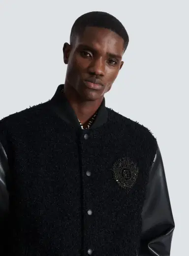 Balmain Varsity tweed and faux leather jacket | Thumbnail 6 Balmain Varsity tweed and faux leather jacket | Thumbnail 6