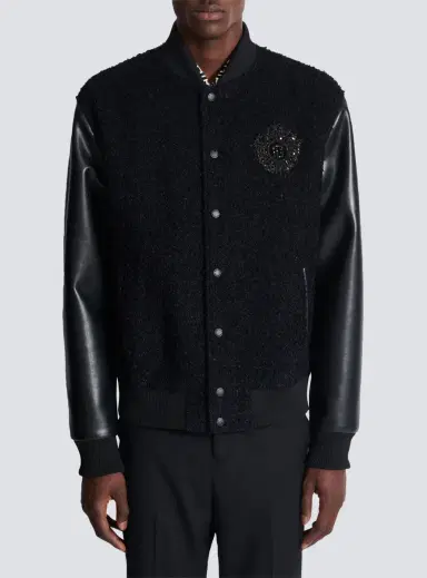 Balmain Varsity tweed and faux leather jacket | Thumbnail 7 Balmain Varsity tweed and faux leather jacket | Thumbnail 7