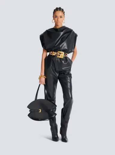 Balmain Faux leather draped top | Thumbnail 2 Balmain Faux leather draped top | Thumbnail 2