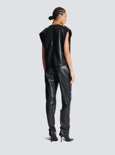 Balmain Faux leather draped top | Thumbnail 4 Balmain Faux leather draped top | Thumbnail 4