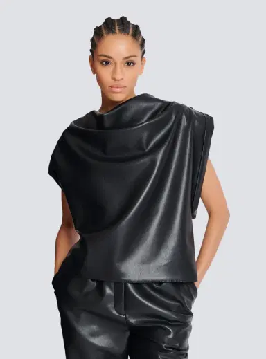 Balmain Faux leather draped top | Thumbnail 5 Balmain Faux leather draped top | Thumbnail 5