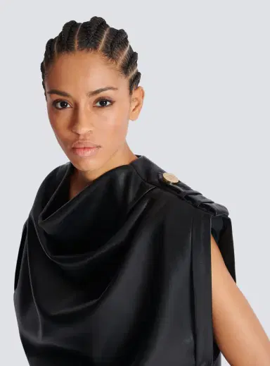 Balmain Faux leather draped top | Thumbnail 6 Balmain Faux leather draped top | Thumbnail 6