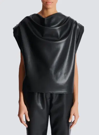 Balmain Faux leather draped top | Thumbnail 7 Balmain Faux leather draped top | Thumbnail 7