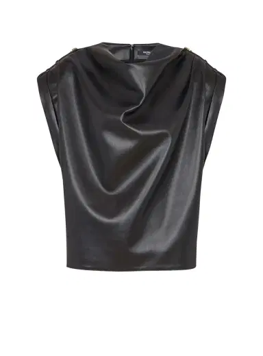 Balmain Faux leather draped top | Thumbnail 1 Balmain Faux leather draped top | Thumbnail 1
