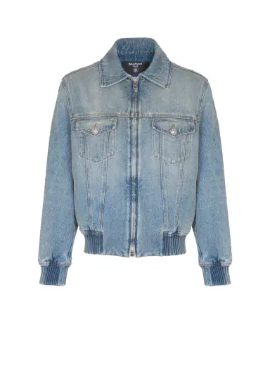 Balmain Cropped lined denim jacket | Thumbnail 1 Balmain Cropped lined denim jacket | Thumbnail 1