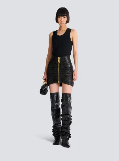 Balmain Short pleated lambskin skirt | Thumbnail 2 Balmain Short pleated lambskin skirt | Thumbnail 2