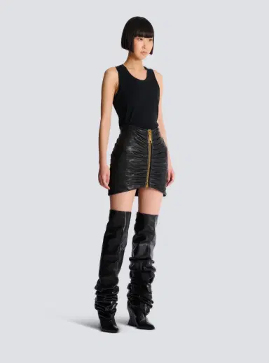 Balmain Short pleated lambskin skirt | Thumbnail 3 Balmain Short pleated lambskin skirt | Thumbnail 3