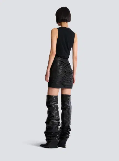 Balmain Short pleated lambskin skirt | Thumbnail 4 Balmain Short pleated lambskin skirt | Thumbnail 4