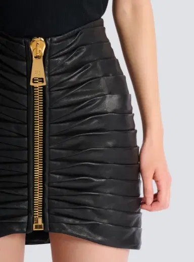 Balmain Short pleated lambskin skirt | Thumbnail 5 Balmain Short pleated lambskin skirt | Thumbnail 5