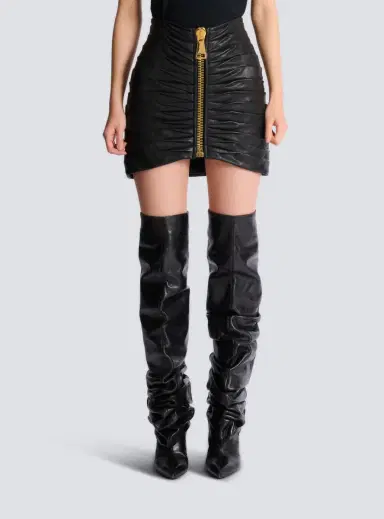 Balmain Short pleated lambskin skirt | Thumbnail 7 Balmain Short pleated lambskin skirt | Thumbnail 7